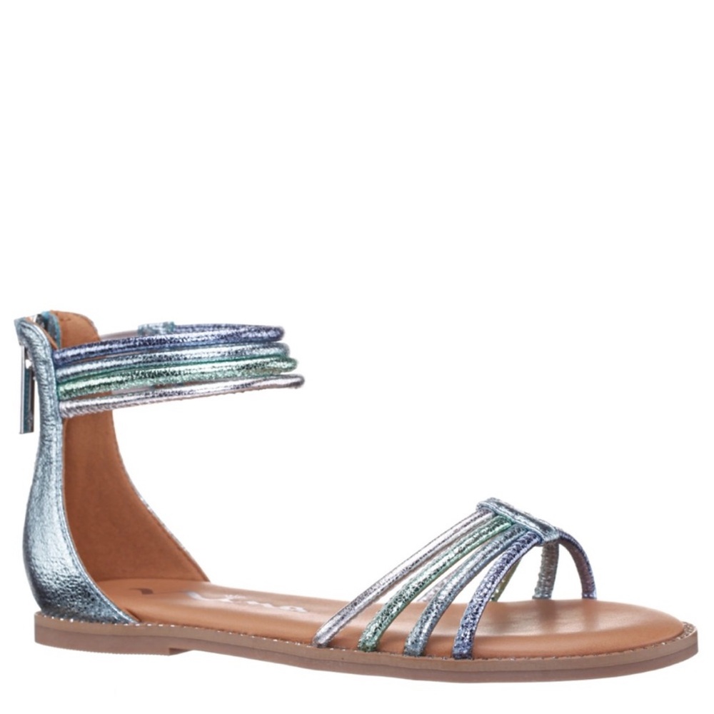 Nina BRIANNA Girls Metallic Strappy Sandals Silver Ankle Strap Size 3